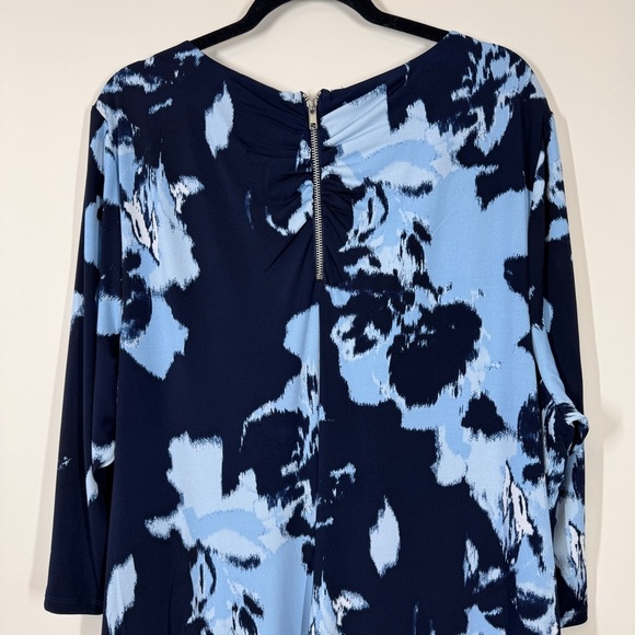INC International Concepts Asymmetrical 3/4 Sleeves Blue Printed Dress Size 3x - Picture 9 of 14